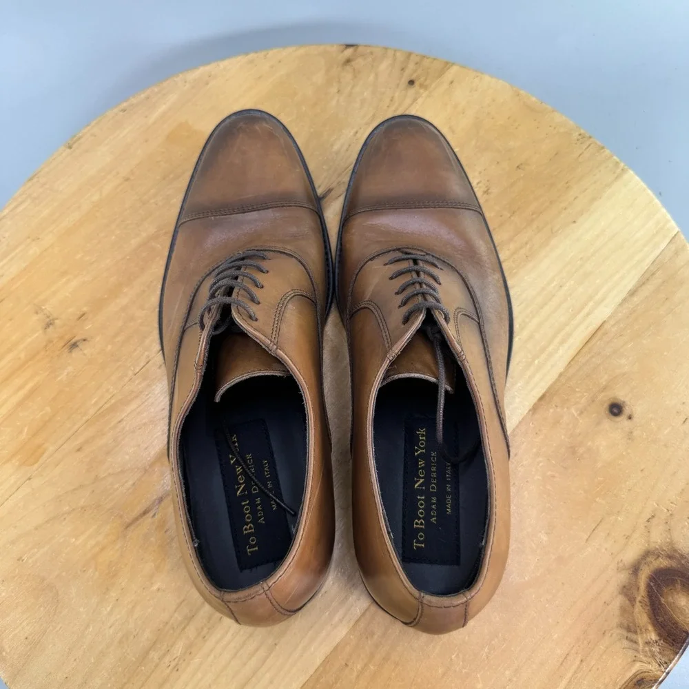 To Boot New York Caufield Mens Size 7.5 M Cap Toe Oxford Brown Leather EUC